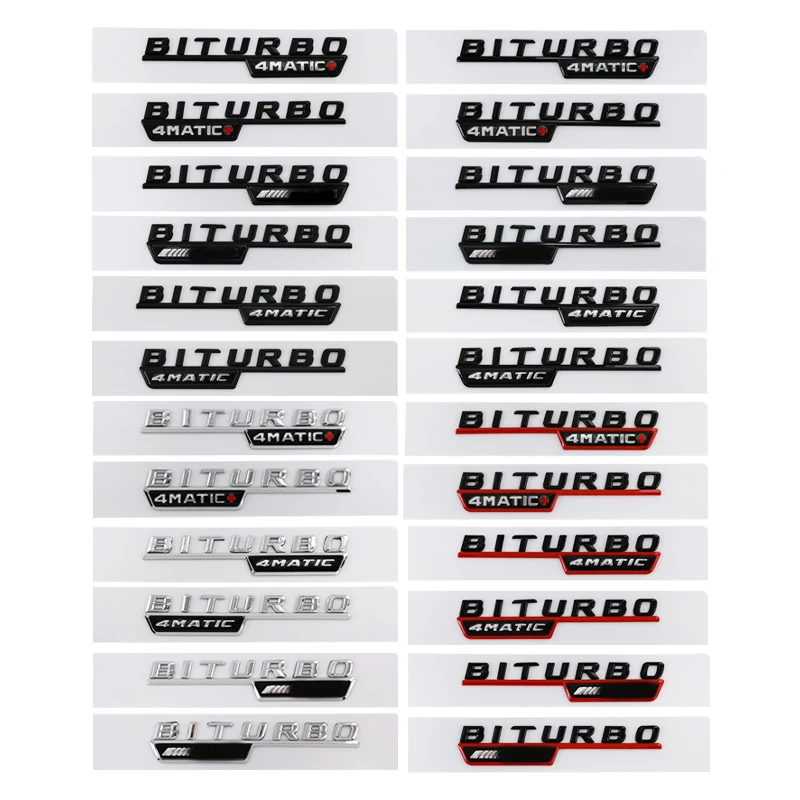 2ks Biturbo 4matic Logo Dopisy Auto Nárazník Znak, Odznak, Nálepka Pro Mercedes Benz C43 E43 GLE43 GLC43 AMG W205 W213 Příslušenství5