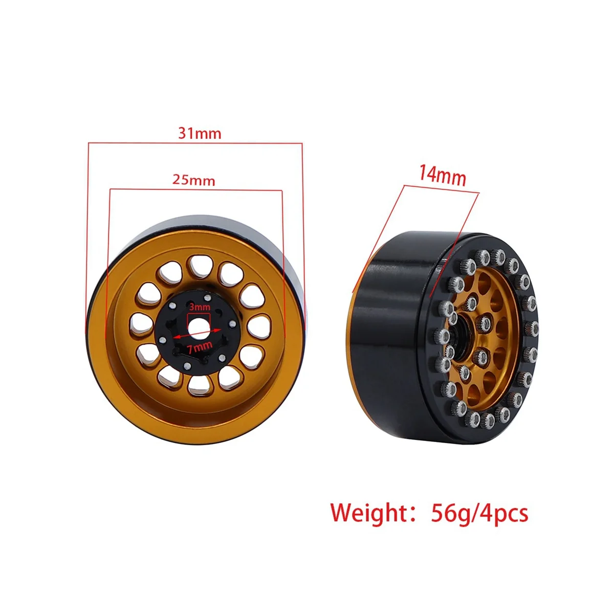 4ks 1.0 Palcový Kovové Beadlock Wheel Hub Wheel Rim pro 1/18 1/24 RC Crawler Auto TRX4M Axiální SCX24 AX24 Upgrade Díly,11