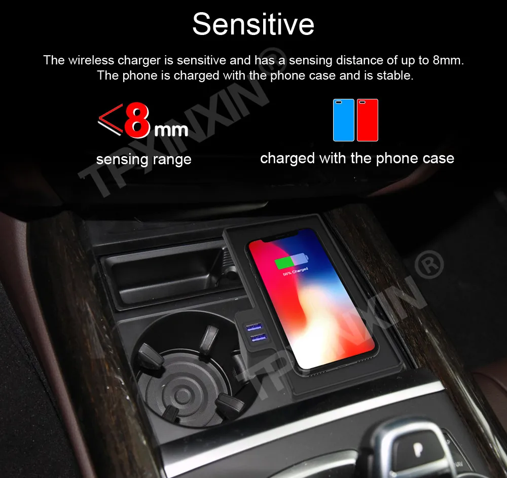 Autem QI Bezdrátová Nabíječka Pro BMW X5 X6 2015 -2018 Inteligentní Infračervené Rychlé Bezdrátové Nabíjení Auto Telefon Držák Pro Iphone Samsung3