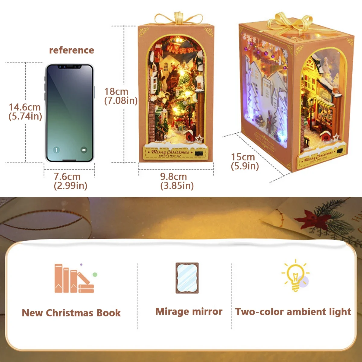 DIY Book Nook 3D Dřevěné Puzzle Miniaturní Panenka Dům Kit S Teplou Světla Kreativní DIY Regál Booknook Hračka Vánoční Dárek Domů Decor5