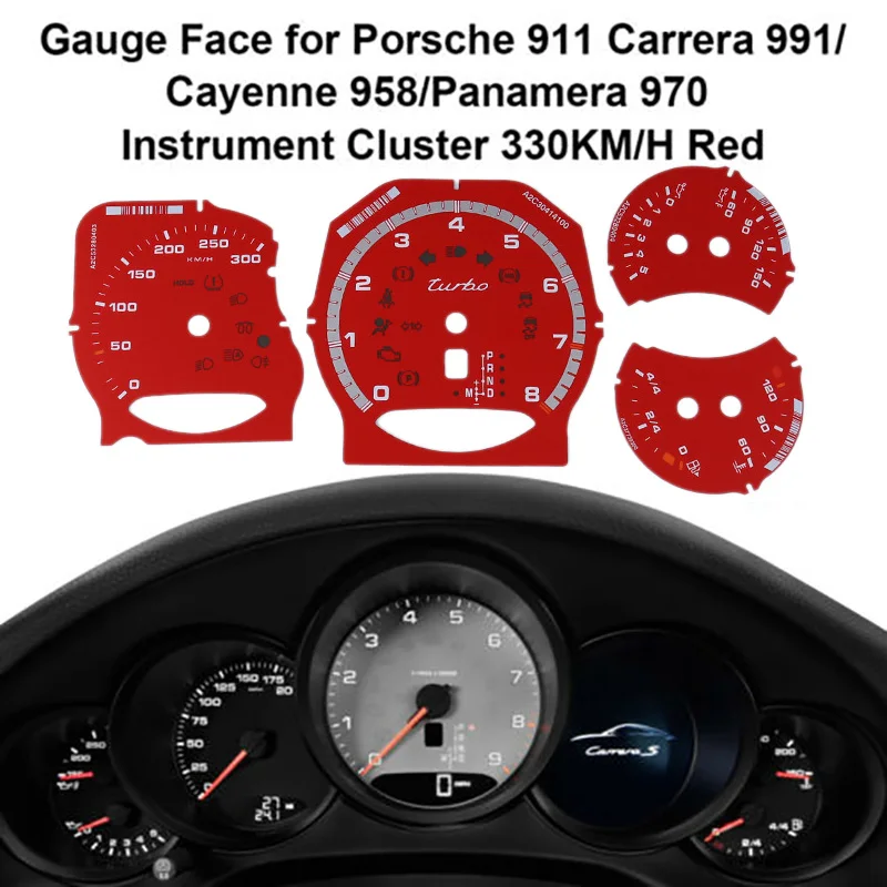 Gauge Face Dial Facelift pro Porsche 971 Cayenne Macan 718 Paramera 911 Carrera 991 Dash Clusteru Překrytí2