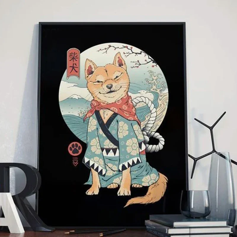 Japan Ukiyo-e Anime Skateboard Kočka Vlny Tiger Retro Obraz, Obrázek, Obývací Ložnice Kvalitní Plátno Umění Doma Zdi Dekor Plakáty2