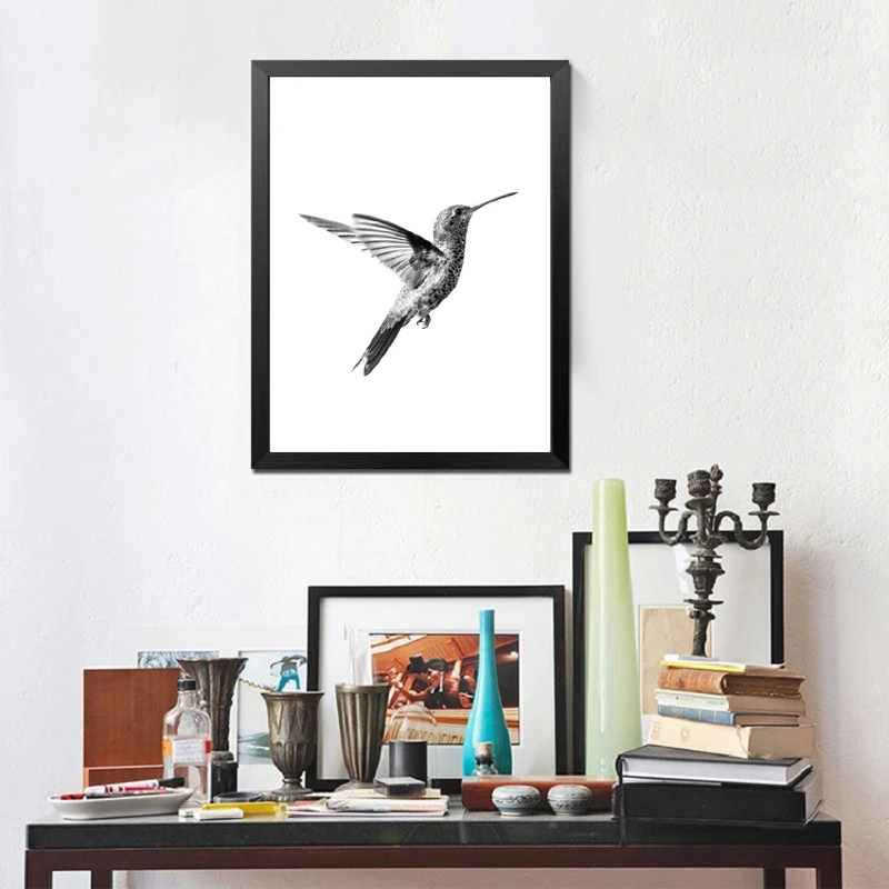 Nordic Minimalistický Kolibřík Umění Tisk Malířské Plátno Obývací Pokoj Černé a Bílé Plakáty umění Zdi Obrázky Skandinávské Dekor1
