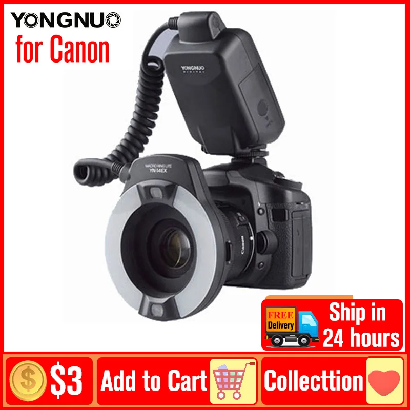 Yongnuo YN-14EX Macro Flash YN 14EX TTL LED Speedlite kruhové Světlo pro Canon 5D Mark IV, 5D Mark III, II, 6D, 7D 60D 70D 700D 650D0