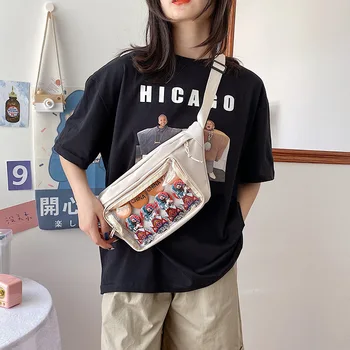 Ženy, Dívky, Japonsko Ita taška přes Rameno, Taška Transparentní čirá, PVC Crossbody Tašky Messenger Bag Dárek Módní Solidní Barvy