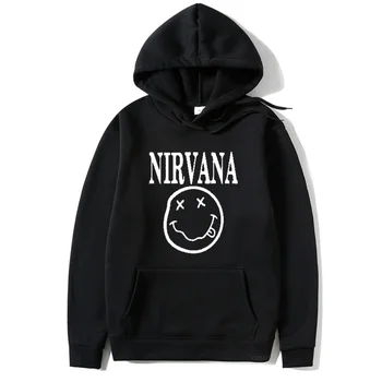 Americká Módní Značka Retro Kapely Nirvana Smiley Tvář Tištěné Mikina Pro Ženy, Podzimní Fleece Hoody Sportwear Ulici S Kapucí