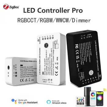 Zigbee 3.0 LED Strip Controller Pro RGBCCT / RGBW / WWCW / Stmívací Regulátor S tlačítko Reset Podporu Alexa Hlas RF Dálkový Spínač