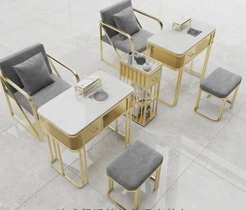 Manikúra stůl a židle set jednolůžkové, dvoulůžkové a tři osoby multi-funkční manikúra stůl plný set mramoru