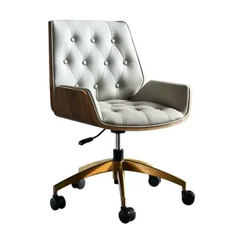 Světlo Luxusní Počítač Židle Kožené Pohodlné Kancelářské Sedáku Otočná Židle, Ložnice Upgrade Studie, Volný Čas, Sklápěcí Stůl A Židle