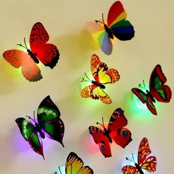 Horké Nové 3D Inovativní LED Osvětlení Barevné Butterfly Samolepky na Zeď Roztomilé Butterfly LED Noční Světlo Domů Místnosti, Stůl, Zeď Dekor