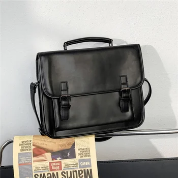 Úřad PU Kůže Muži Aktovky Obchodní Ruku Tote Bag Male Velká Kapacita Laptop Batoh Vintage přes Rameno Messenger Bag