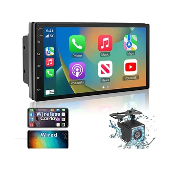 Dvojitý Din Auto Stereo Carplay Android Auto, 2+32G 7 Palcový Dotykový displej Rádio,Bluetooth,FM Přijímač,Fotoaparát,Mirror Link,GPS
