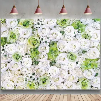 Pletí Květinové Pozadí Bílá Zelená Květina Svatební Růže Příjem Obřad, Fotografie, Pozadí, Narozeniny, Svatební Party Studio
