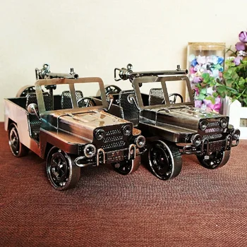 Tepaného Železa Klasický Model Vozu Dekor Ložnice Stolní Ozdoby Galvanické Koroze Řadu Jeep Sochy