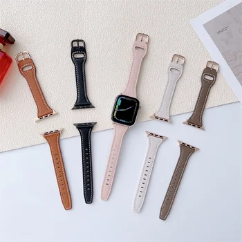 Módní Ženy Malý Pás Pravé Kůže Watchband pro Apple Watch Strap Série Ultra/8/7/6/SE/5/4 49mm 41mm 45mm, 44mm 40mm
