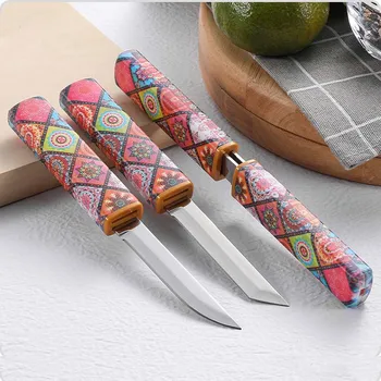 2 v 1 z nerezové oceli ovoce nůž，Přenosné EDC Camping Kapesní Nůž, Multi -účel BBQ řez nůž na maso a steak nůž，Dárek nůž
