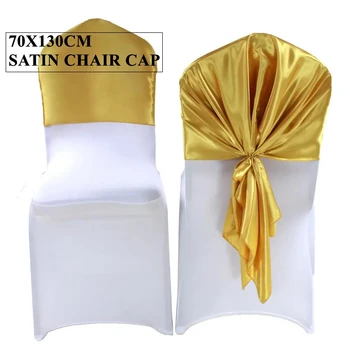 Zlatá Barva 70X130CM Satén Židle Cap Kapuce Jedle Pro Hostina Svatební Židle Kryt Událost, Party Dekorace