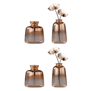 4 Ks Skleněné Vázy Nordic Galvanické Zlato Vázy Skleněné Vázy Pro Domácí Výzdoba, Sušené Květiny, Láhev Bar Dekorace