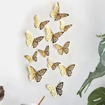 24ks Duté 3D Motýl, Samolepka na Zeď Umění Obtisk Pokoj Strana Svatební Dekorace DIY Svatební Party Dekor Motýl Lednice Dekor