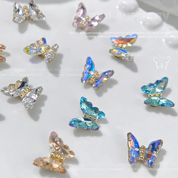 10pcs 3D Butterfly Hřebík Kouzlo 3D Nail Kamínky, Diamanty Motýli AB Drahokamy, Ozdoby, Díly pro Diy Nehtů Příslušenství GU#E3