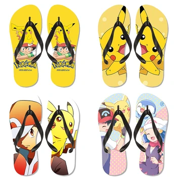 Pokemon Pikachu žabky Kawaii Styl Animace pro Dospělé A Děti Tanga Příležitostné Domácí Pantofle Boty Koupelna Non-skluzu Sandály