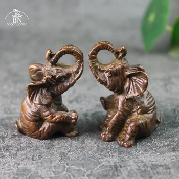 Čistá Měď Sloní Soška Feng Shui Ozdoby Ručně vyráběné Mosazné Zvíře Řemesla Domova Kancelářský Stůl Dekorace pro Místnosti