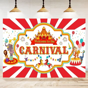 Fotografické Pozadí Cirkus, Karneval, Party Dekorace Cirkus Konfety Balónky Narozeniny, Party Dekorace Dodávky Banner