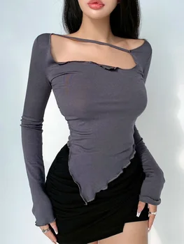 Tělo Touha Styl Tričko Design Ženy Sexy Slim Nepravidelné Tenký Top Tees Horké Korejské Topy Móda Dívka Ool