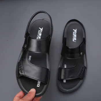 Letní Retro Šicí Originální Kožené Sandály Přenos Pantofle Non-slip Boty pro Muže Pohodlné Ležérní Móda
