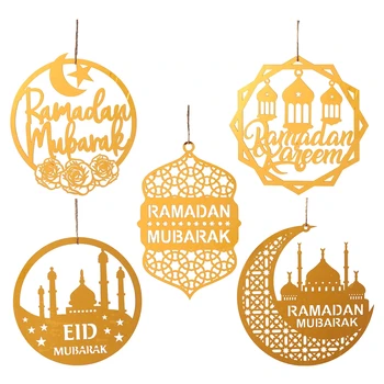 Eid Mubarak Přívěsky Ramadánu Dekorace 2024 Akryl Zlatý Měsíc, Hvězdy Ozdoby Ramadan Kareem Visí Dekor pro Muslimské Strany