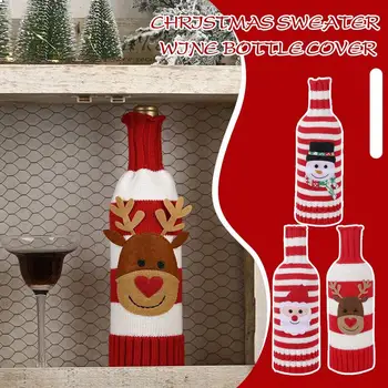 Kreativní Vánoční Láhev Na Víno Se Vztahuje Elk Sněhulák Červené Vánoce Nový Rok 2023 Sněhulák Rok Dekor Šampaňské Večeři Stolní Víno Láhev Kryt