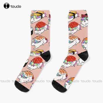 Sushi Unicorn Ponožky Cartoon Ponožky Vánoční Módní Nový Rok Dárek Unisex Dospělé, Dospívající Mládež Ponožky 360° Digitální Tisk Díkůvzdání